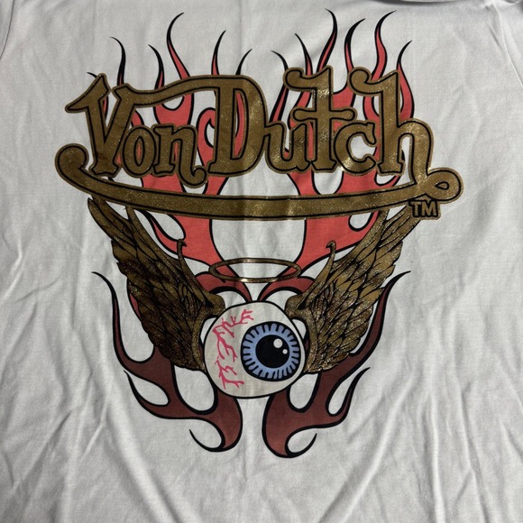 Von Dutch Graphic T-Shirt Medium
M  Y2K Flames Flying Eyeball Logo - Picture 3 of 6
